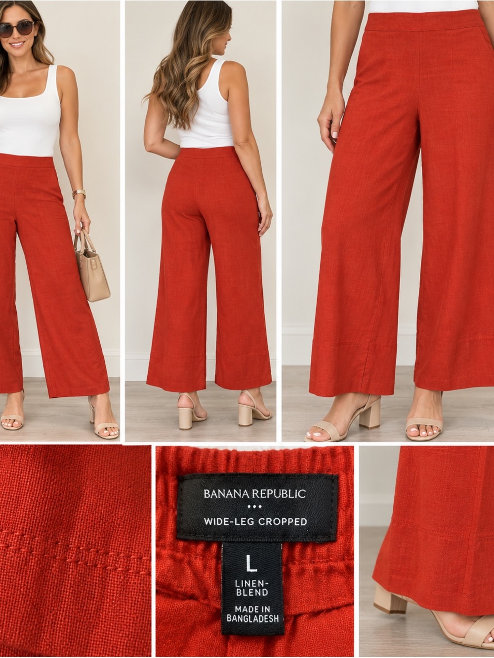 Banana Republic Wide-Leg Cropped Pants in Rust